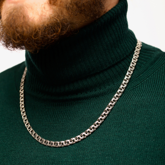 Серебряная цепочка "Бисмарк плоский" - 4 Серебряная цепочка "Бисмарк плоский" - 4