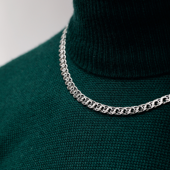 Серебряная цепочка "Бисмарк плоский" - 4 Серебряная цепочка "Бисмарк плоский" - 4