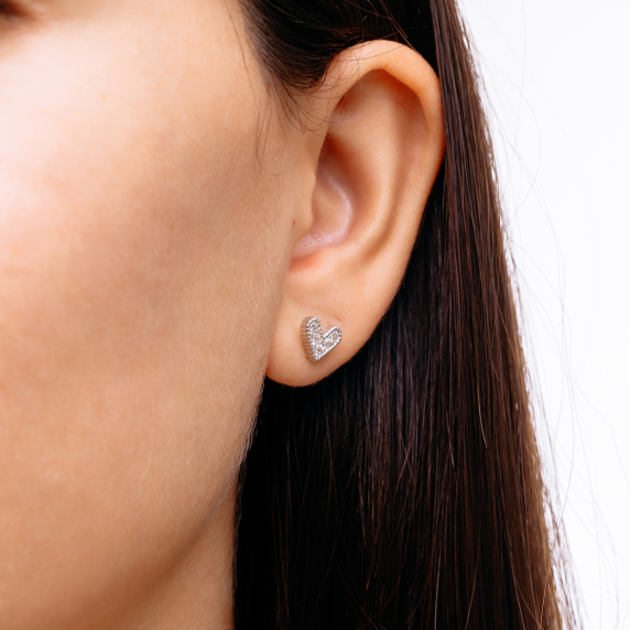 Серебряные пусеты &amp;quot;Сердце&amp;quot; - 3