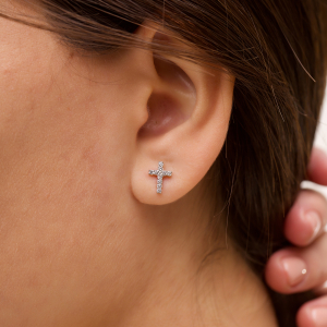 Серебряные пусеты "Крестики"