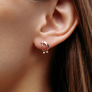 Золотые серьги "Пингвин"