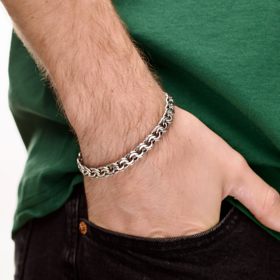 Серебряный браслет &amp;quot;Бисмарк плоский&amp;quot; - 3