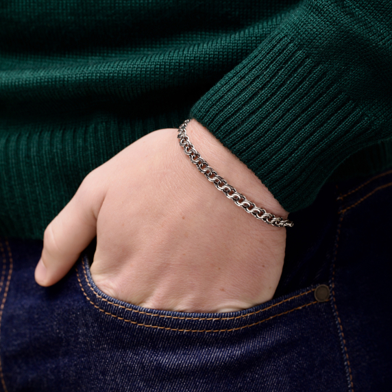 Серебряный браслет &amp;quot;Бисмарк плоский&amp;quot; - 3