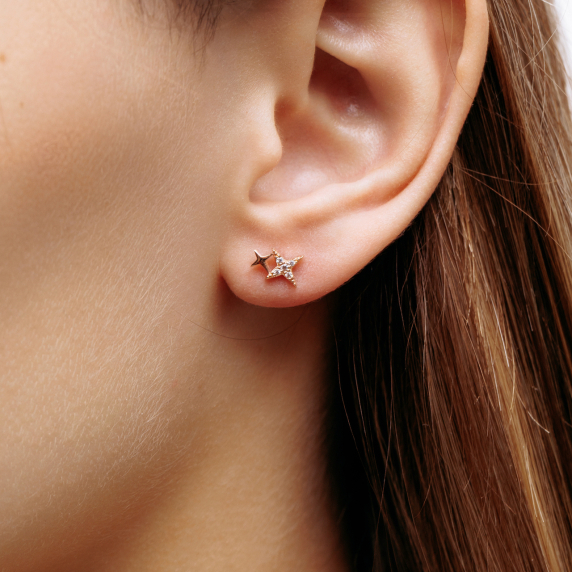 Золотые пусеты "Звезды" - 1 Золотые пусеты "Звезды" - 1