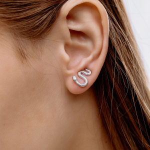 Серебряные пусеты "Снейк"