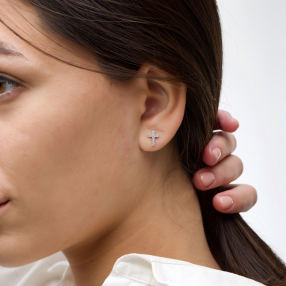 Серебряные пусеты &amp;quot;Крестики&amp;quot; - 4