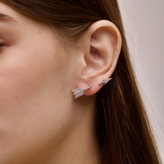 Срібна сережка &amp;quot;Стрілка&amp;quot; одна штука - 1